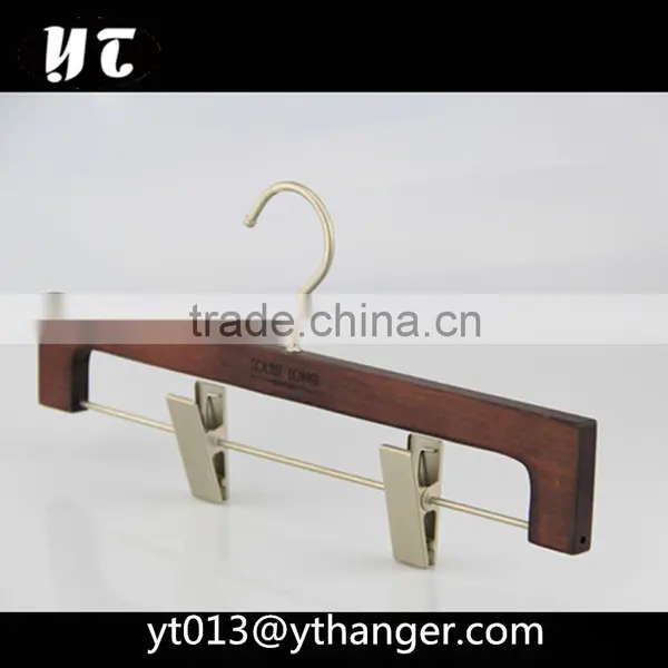 High Quality Luxury Brown Wooden Pants Hanger With Trousers Clip for Men Clothes photo-2