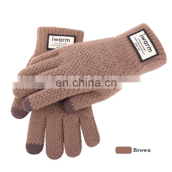 Custom Logo Winter Knit Mittens Gloves Touchscreen Warm Thermal Soft Elastic Gloves for Women Men photo-5