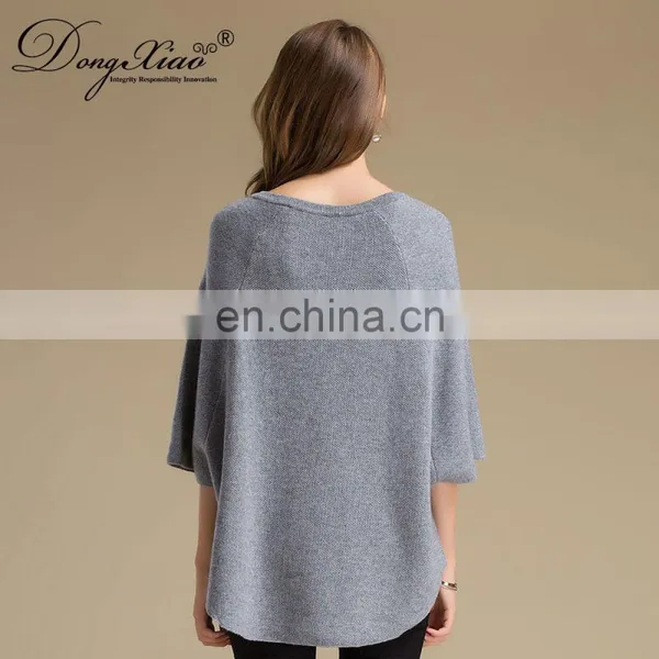 Luxury Pure Cashmere Women's Sweater Half Flare Sleeve Pullover Crew Neck Casual O-Neck Top Solid Style Autumn Season Front Logo photo-6