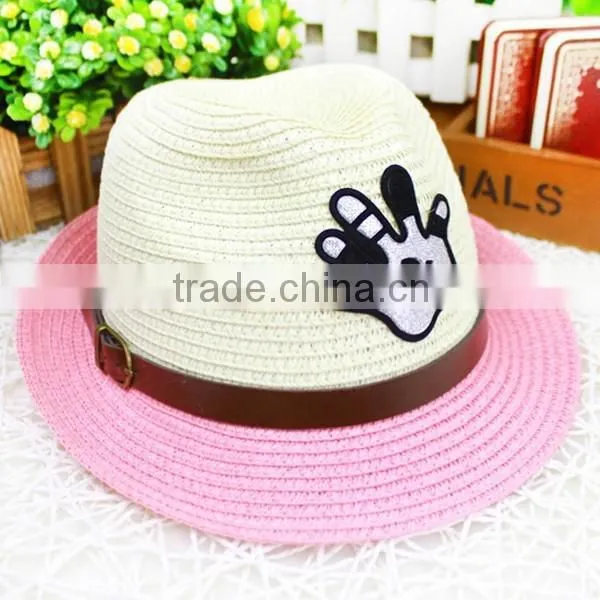 Supply Infant Straw Hat Cartoon Fedora Hat Metal Buckle Hat Cap Straw Hat for Kids