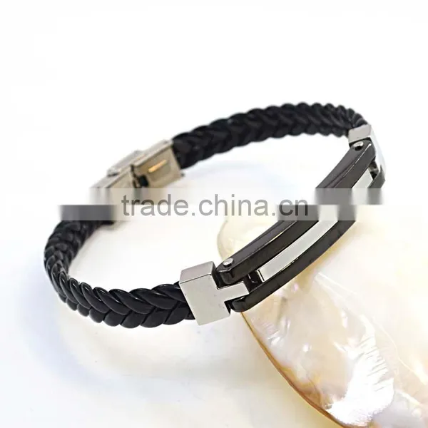 Best Selling Products Stainless Steel Clasp Bio Magnetic Bracelet Man Leather Bracelets photo-2