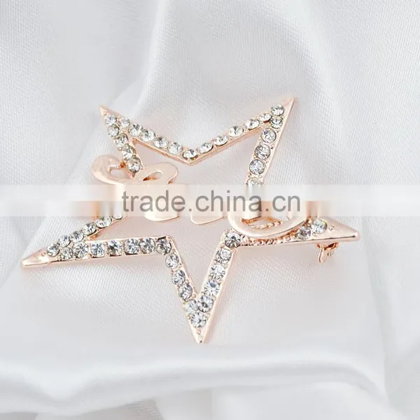 Wholesale Cheap Jewelry Five-point Star Rhinestone Brooch for Wedding Fashion Jewelry photo-3