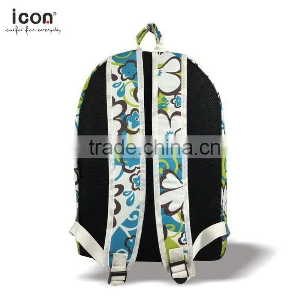 Colorful Flower Pattern 600d Polyester Backpack photo-4
