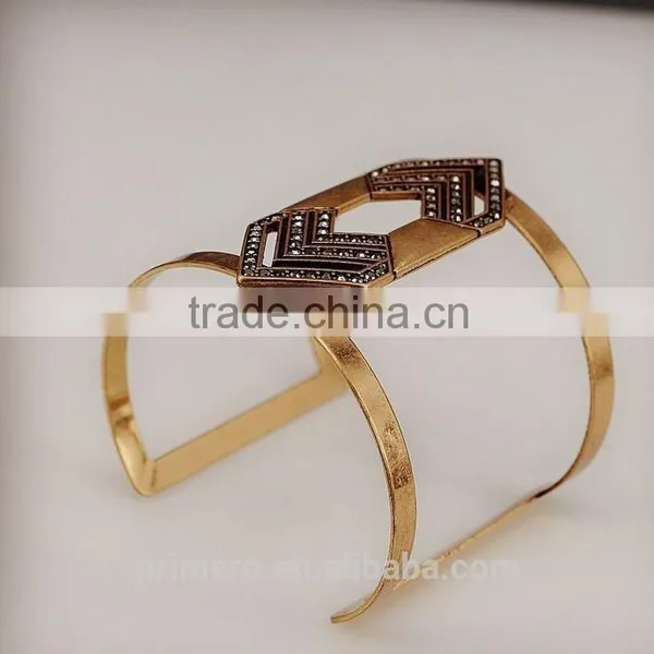 Retro Punk Style Cuff Bangles Gold Plated Geometry Hollow Bracelet Charm Jewelry photo-3