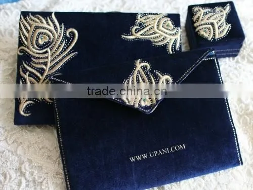 Peacock Velvet Wedding Invitation photo-3