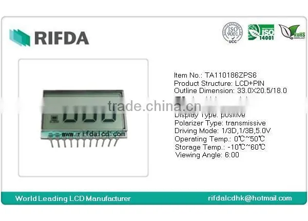 Monochrome 3 Digits Segment Lcd Display Panel With Pins photo-2