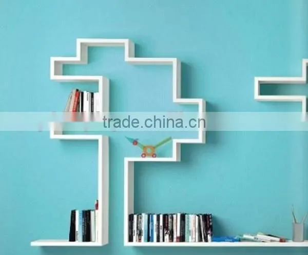 White Color Wooden Wall Mounted Book Rack Holder