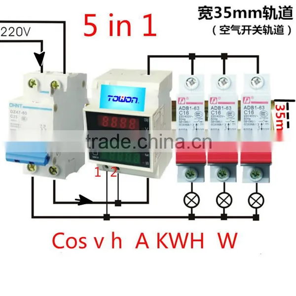 Din Rail LED AC 80-300V 99.9A Voltmeter Ammeter Display Active Power and Power Factor Time Energy Meter Voltage Current photo-5