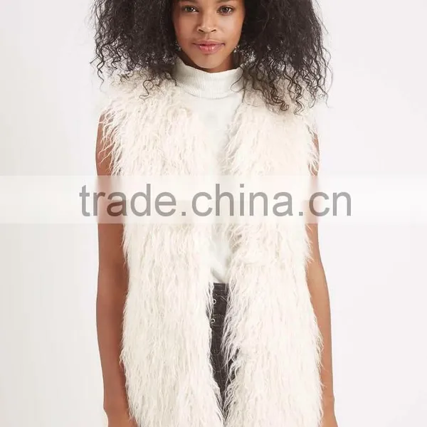 LFFV0010 Classic Faux White Mink Fur Short Ladies Vest photo-2