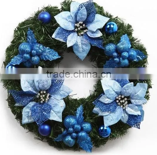 Christmas Wreath With Flower,hot Sale Artificial Christmas Wreaths,plastic Christmas Wreaths for Decoration