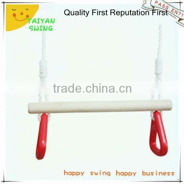 Wooden Trapeze Bar Swing With Triangle Rings for Kids