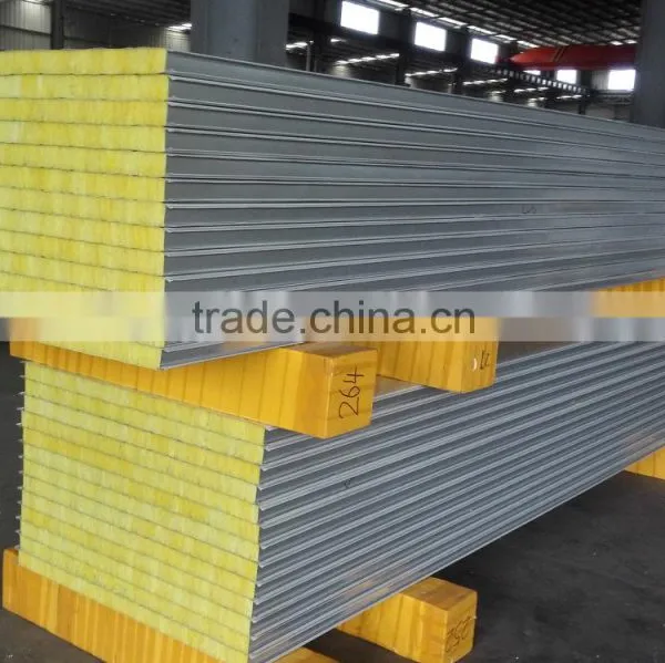 Fireproof and Insulated Metal Faced Fiber Glass Wool Sandwich Panel for Wall Board Quality Choice photo-3