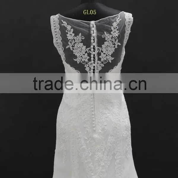 Beading Lace Trim Small A-line Wedding Dress With Two Straps photo-6
