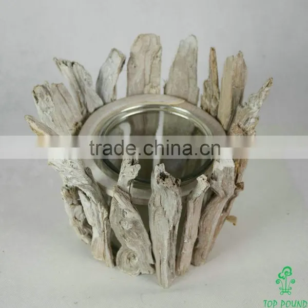 Wooden Candle Holder With Glass photo-2