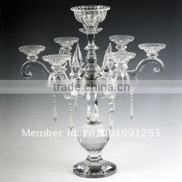 European Style Long-stemmed Crystal Glass Candle Holder photo-3
