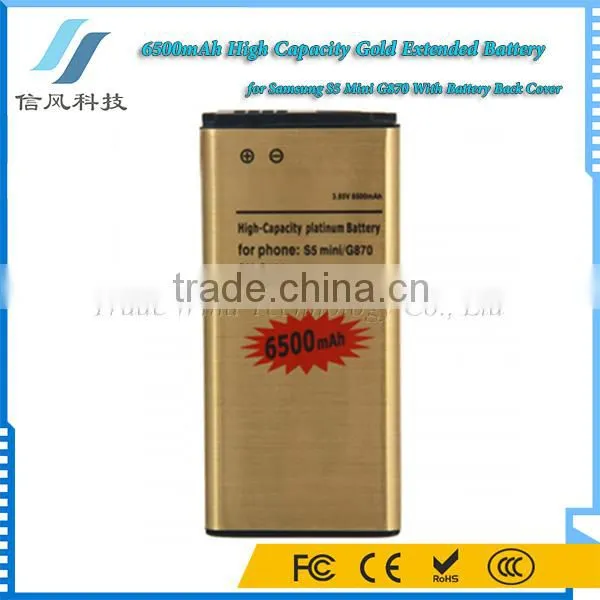 6500mAh 3.85V G870 Extended Battery for Samsung S5 Mini With Back Cover Black photo-2