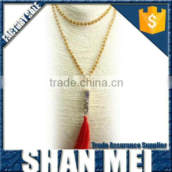 Wood Beads Chain Leather Tassel Necklace For Women photo-4