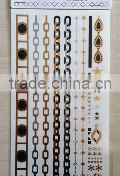 NEW Gold Silver Flash Tattoo With Stock Glitter Metallic Temporary Tattoo, 2014 New and High Quality Tattoo