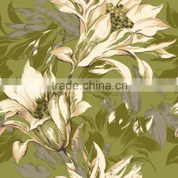Vinyl Wallpaper Waterproof Wallpaper for Bathrooms With Big Flower Pattern photo-3