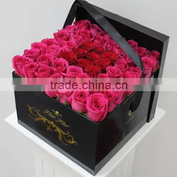 Elegant Black Paper Flower Box With Gold Logo photo-2