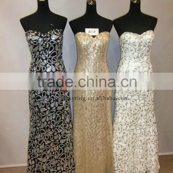 Sexy Off Shoulder Sweetheart Lace up Back Open Beaded Ready Made Evening Dress photo-4