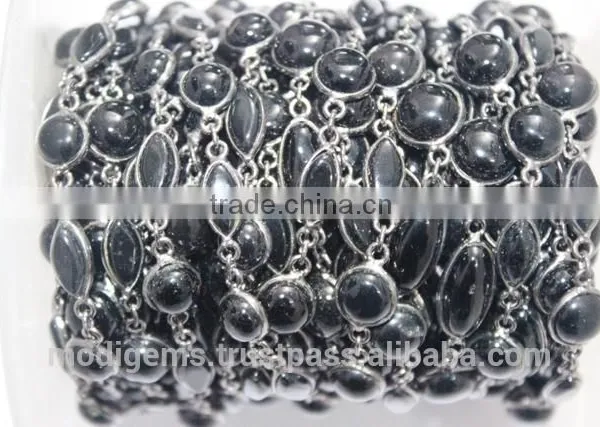 Black Onyx Marquise Bezel Setting Chains photo-2