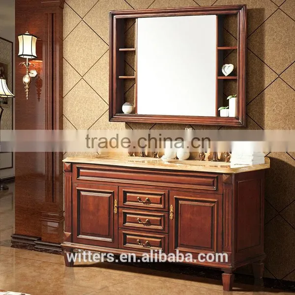 WTS-822TLO 32-Inch Marble Stone Top Single Sink Bathroom Vanity With Red Oak Finish Cabinet photo-5