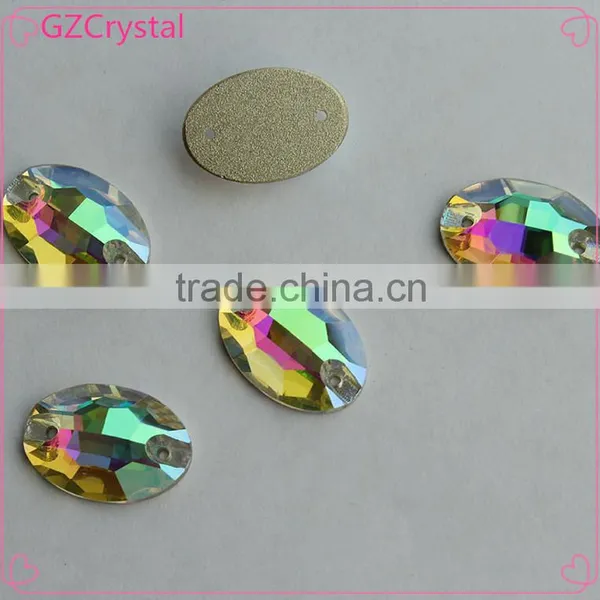 China 18*25mm Oval Shape Sew on Crystal ab Rhinestone for Shoes