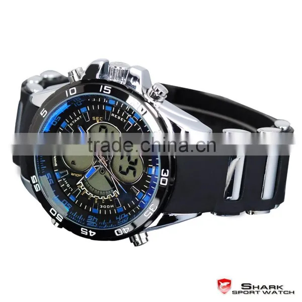 SHARK Men's Date Day Alarm LCD Sports Quartz Rubber Army Wrist Watch photo-4