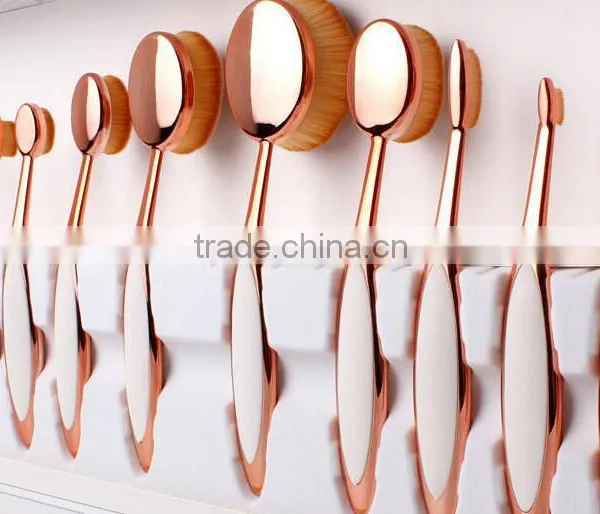 New Arrival Red and White Color ToothBrush Style Private Label Lip Oval Makeup Brush photo-3