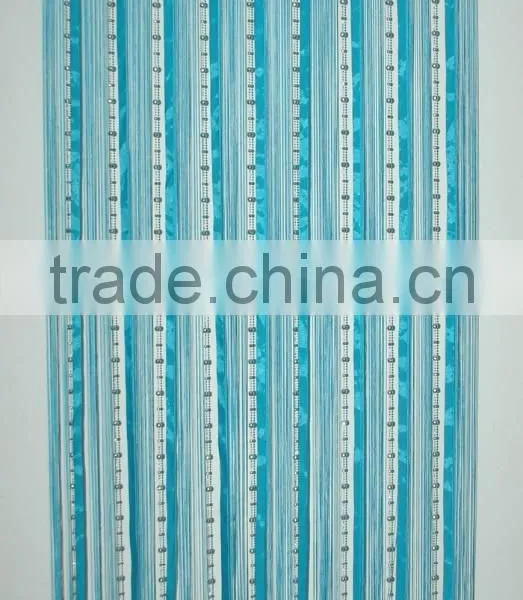 Hanging Bead Curtain With Blue Ribbons photo-2