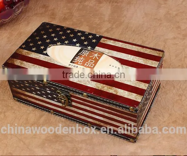 2015 USA Flag Wooden Tissue Box photo-2