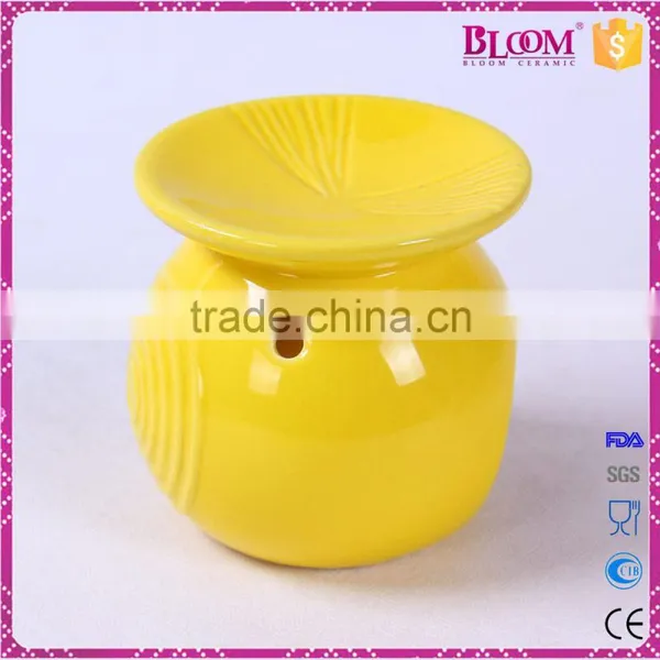 Yellow Ceramic Round Craft Ceramic Incense Burner photo-2