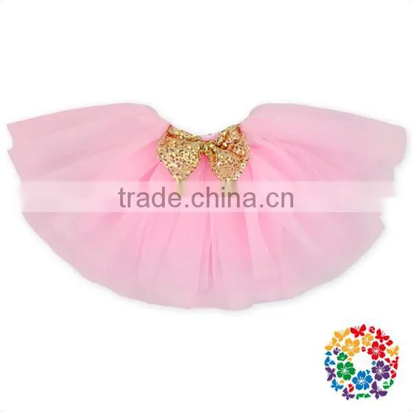 Sequin Bow Front Girls Perform Short Skirt 4 Layers Tulle Baby Ballet Tutu Skirt Girls photo-3