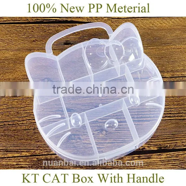 PP Plastic CAT Animal Shaped Cartoon Beads Clear Storage Box Boxes With Handle