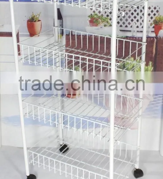 330-55 4-tier Metal Wire Storage Shelf Storage Cart With Wheels photo-2
