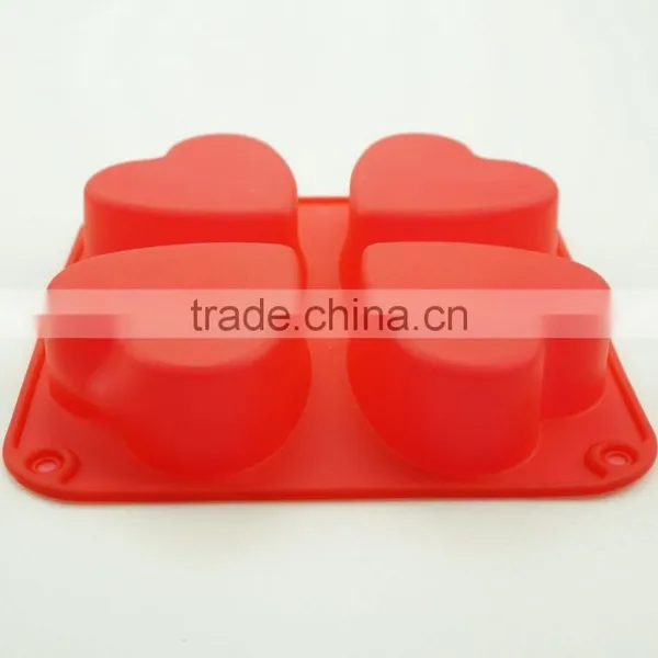 11193 Top Quality Silicone Flexible 4 Cavity Heart Shaped Soap Molds photo-3
