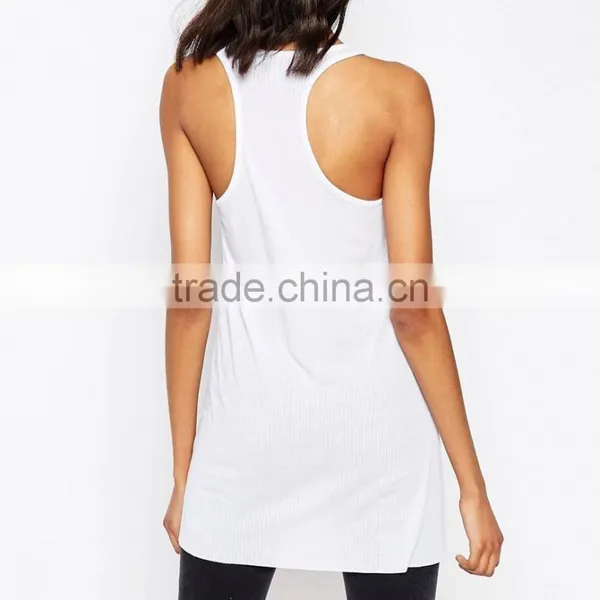 100%Cotton Sexy Women Stringer Vests With Stepped Hem photo-3