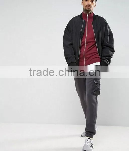 2017 Competitive High Quality New Design Durable 100% Cotton Soft Touch Knit Funnel Neck Burgundy Running Casual Men Jumper photo-4