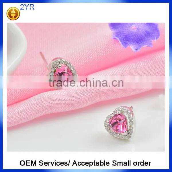 925 Sterling Silver Heart Sharp Fashion Earring cz Diamond Engagement Wedding Earrings photo-3
