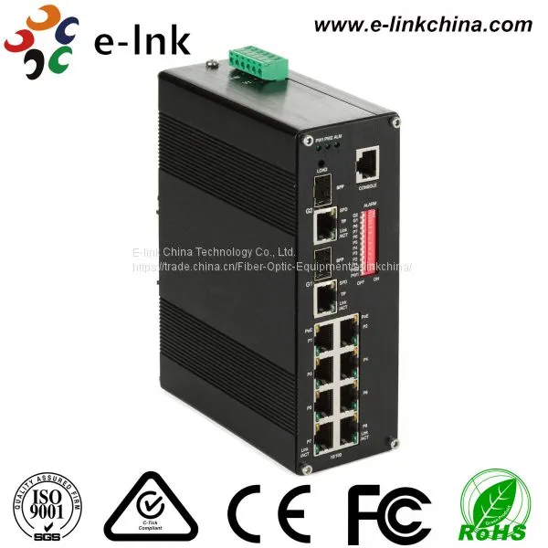 Hardened Managed 8-port 10/100Base-TX (PoE) + 2-port 10/100/1000Base-TX/SFP+1 Console Combo Ethernet Switch photo-5
