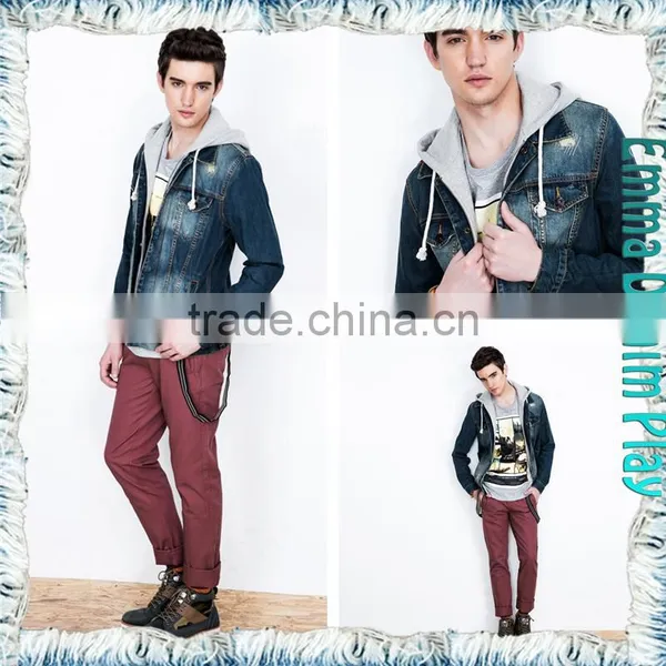 Spring & Fall Casual Wear Indigo Mens Hooded Short Denim Jackets Wholesale photo-2