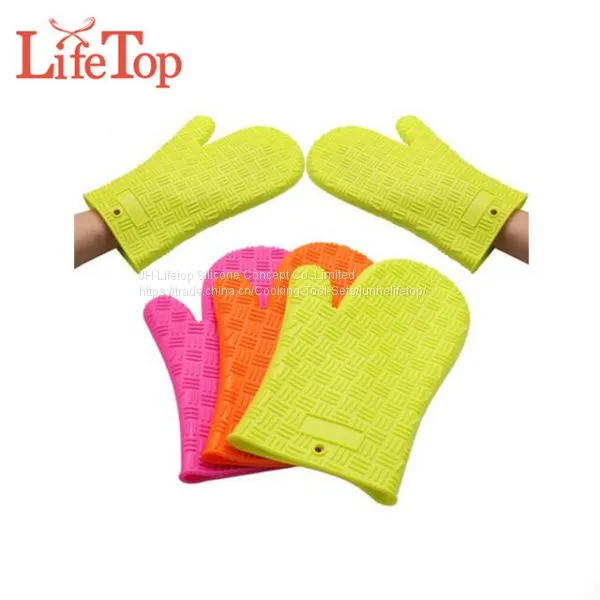 LFGB FDA Long Pattern Silicone Kitchen Cooking Glove Dish Washing Glove