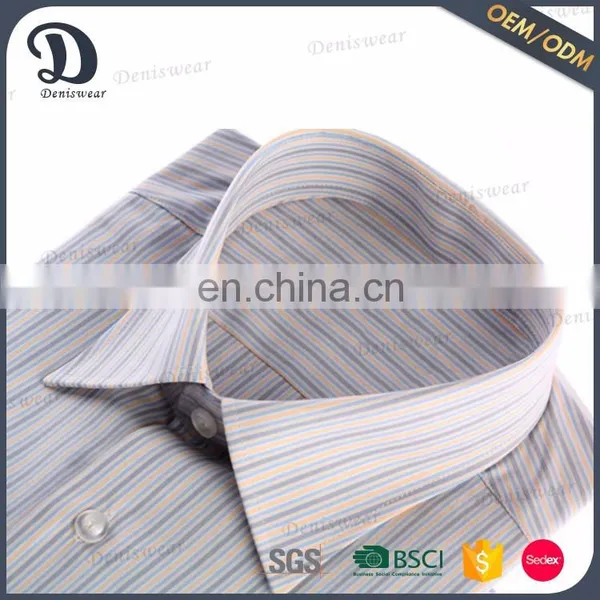 Cost Price Yarn Dyed Model Man Office Shirts With Narrow Stripes photo-6