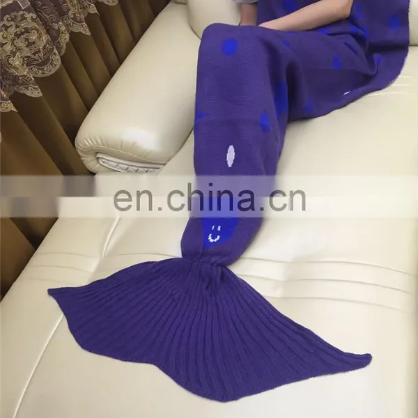 Customized Crochet Mermaid Tail Blanket Children Adult Size Mermaid Tail Blanket for Watching TV Wearable photo-2