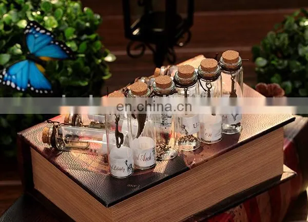 Antique Metal Pendant Charms Wishing Bottle Cork Creative Mini Glass Bottle With Charms photo-4