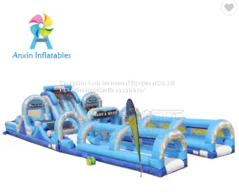 Inflatable water slide with obstacles Aqua Rush HUGE water slide park combining 5 module