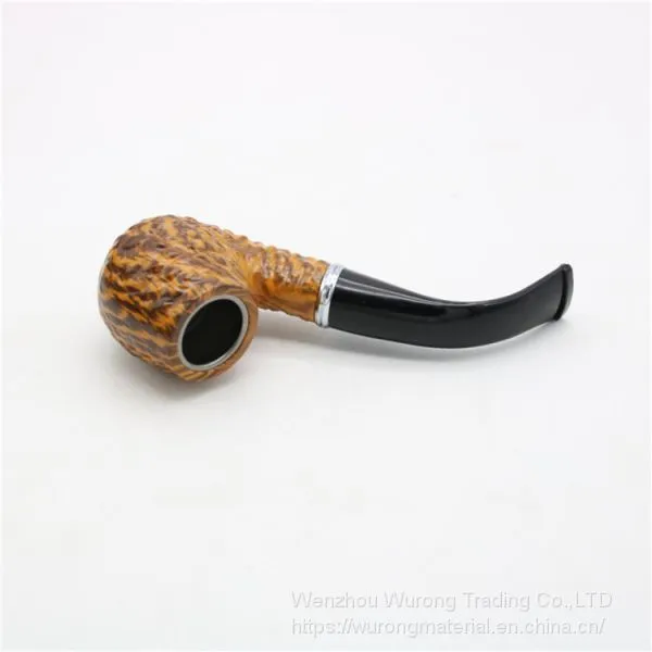 140 mm Length Wooden Resin Short Tobacco Pipe With Marble-pattern Head for Smoking photo-3