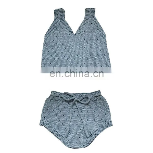 100% Cotton Knitted Kid Girl Knitted 2pcs Set On Crop and Short Sets for Knitted photo-5