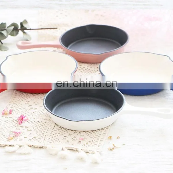 Factory Direct Cast Iron Enamel Pan Thickened Small Pan Uncoated Non-stick Frying Egg Pan Enamelled photo-4